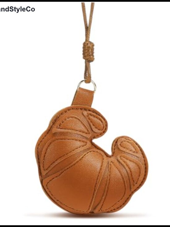 Accessories - Leather Croissant Bag Charm Keychain for Handbags
